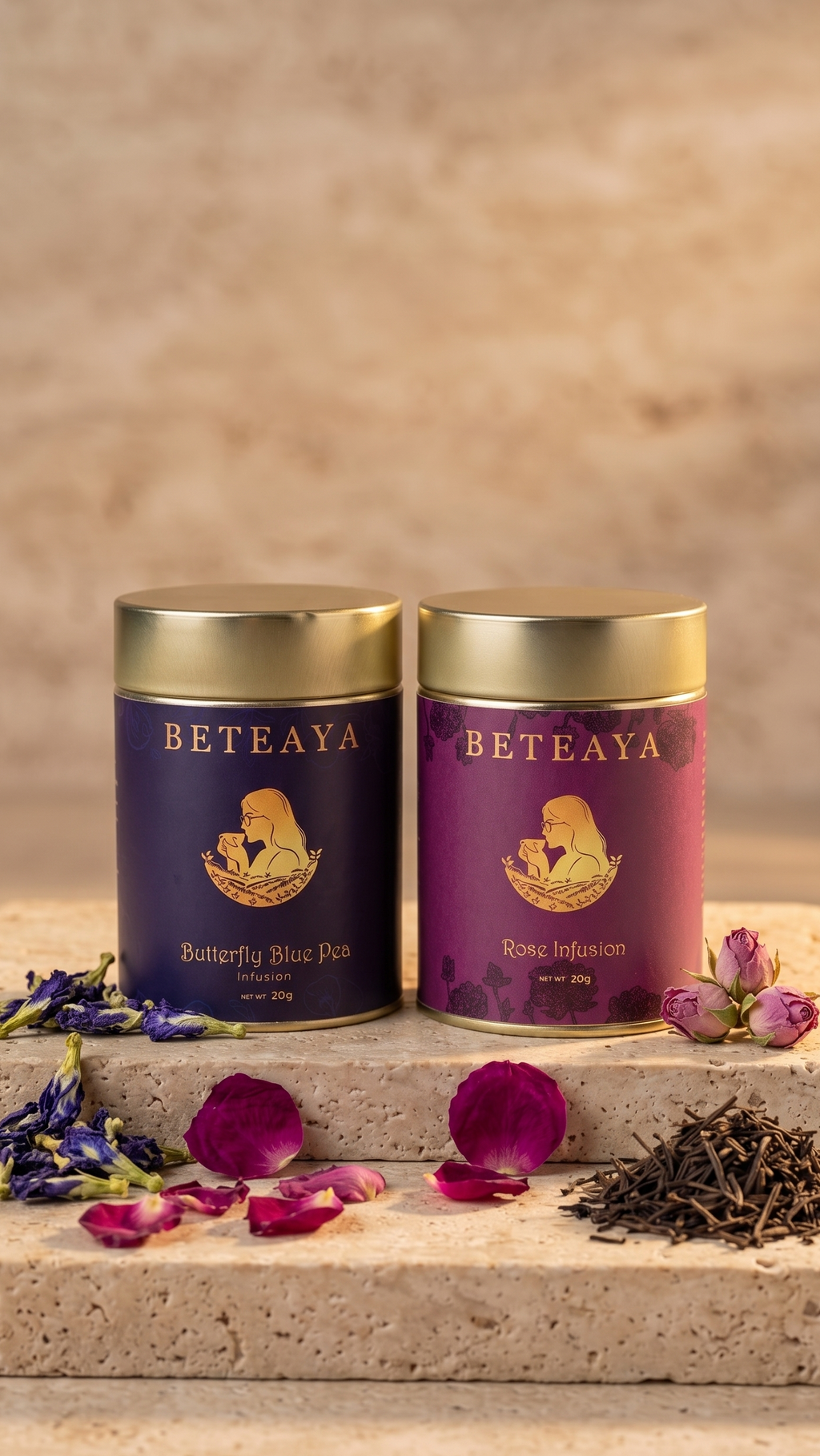 Botanical Duo – Blue & Red Herbal Infusions | 20g Each | Caffeine-Free | BETEAYA