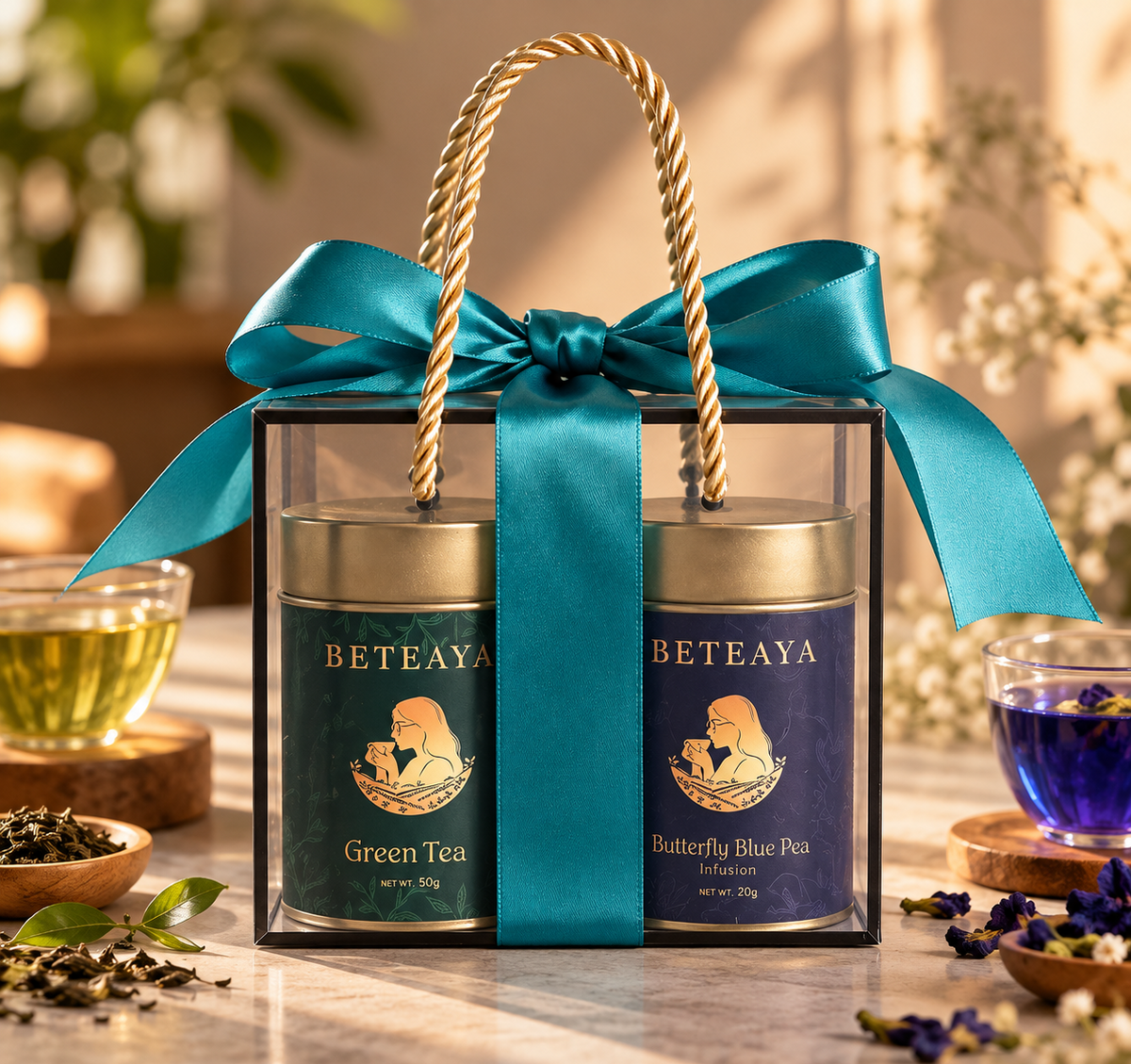 BETEAYA Luxury Tea Gift Set - Green Tea & Butterfly Blue Pea Infusion (50g + 20g)