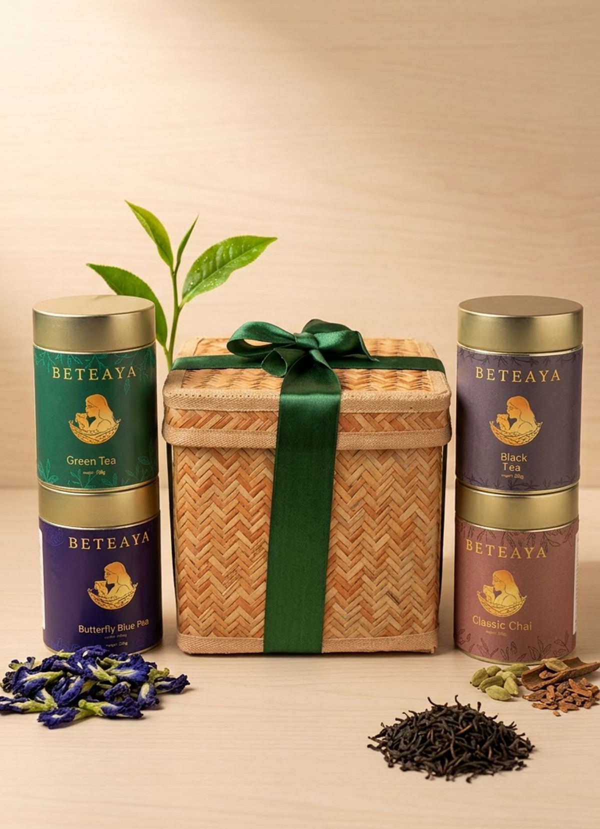 Premium Assorted Tea Gift Box in Handcrafted Cane Box
