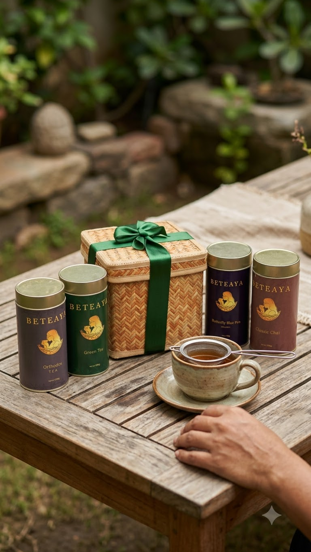 The Grand Assorted Tea Gift Box in Handcrafted Cane Box